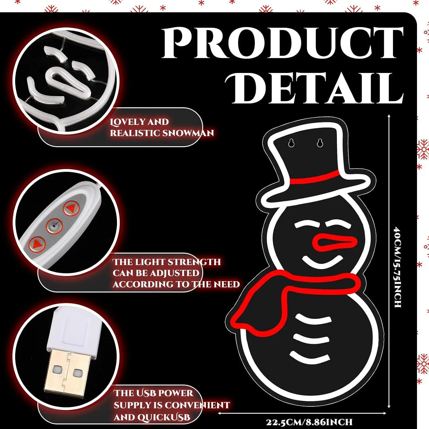Snowman Neon Sign USB Dimmable LED Lights For Bedroom Dining Room Living Room Window Home Party Wall Decor Gifts Night Light