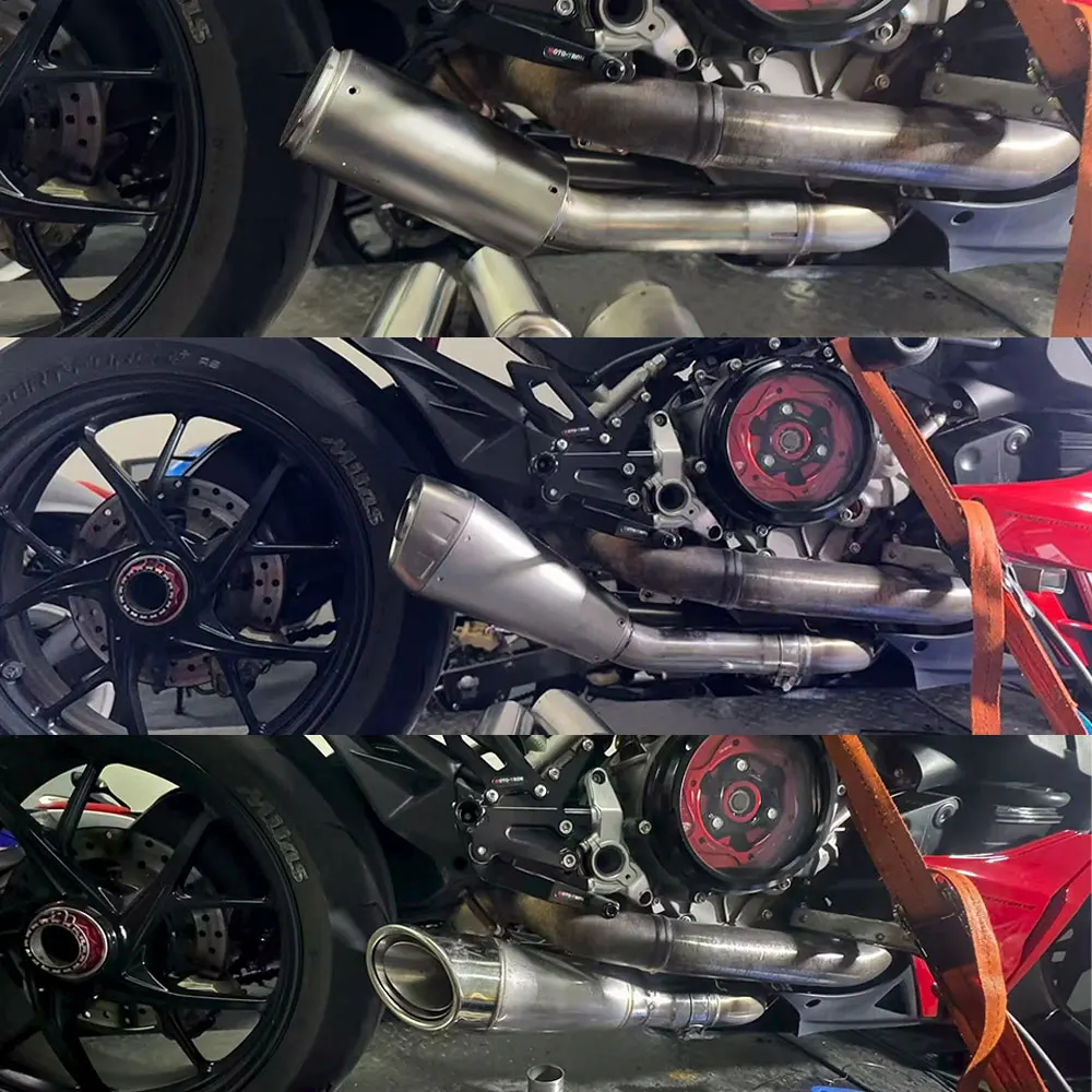 Titanium For Ducati Panigale V2 19-24 Streetfighter V2 22-24 Motorcycle Exhaust Muffler Escape System Slip On Middle Link Pipe
