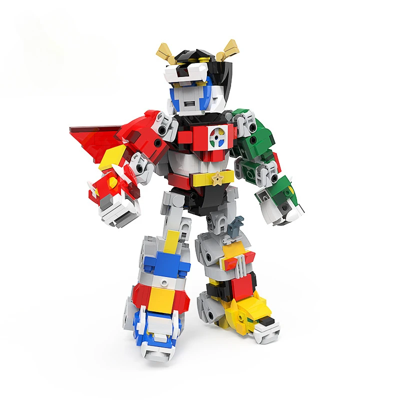 MOC-54562 Classic Animation Action Figure Transformation Robot Building Blocks Set Voltroned V1 Mecha Model Kids Puzzle Toy Gift