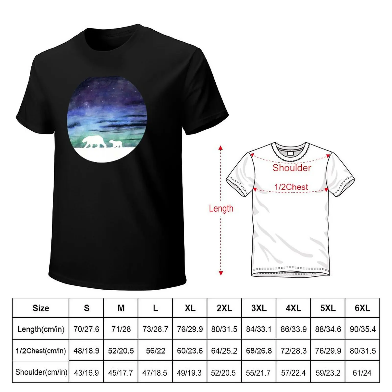 Aurora borealis and polar bears (light version) T-Shirt korean fashion quick-drying men clothes