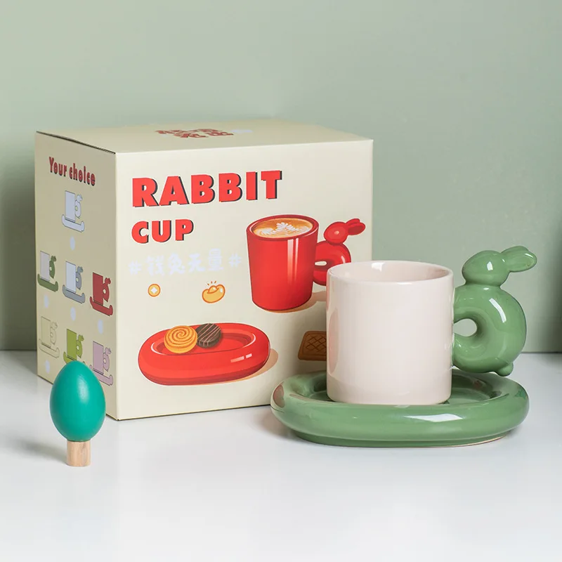 300ml Exquisite Rabbit Ceramic Coffee Cup Creative Niche Mug Household Afternoon Tea Cup Table Decoration Birthday Gift