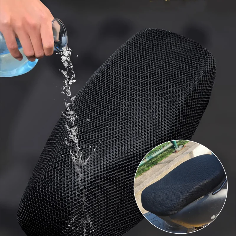 Motorcycle 3D Mesh Fabric Anti-skid Pad Scooter Seat Electric Bike Seat Cover Summer Breathable Covers Cushion Net Cover New