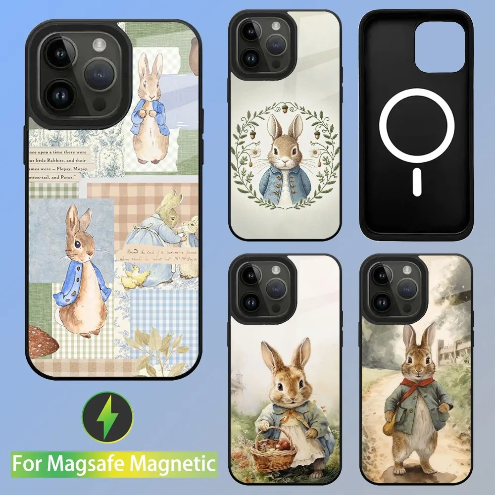 Cute P-Peter Rabbits Phone Case For iPhone 16,15,14,13,12,11,Plus,Pro,Max Mini Magsafe Magnetic Wireless Charging