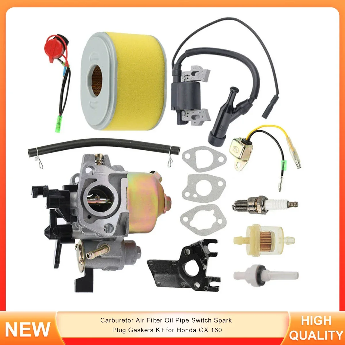 

Carburetor Air Filter Oil Pipe Switch Spark Plug Gaskets Kit for Honda GX 160