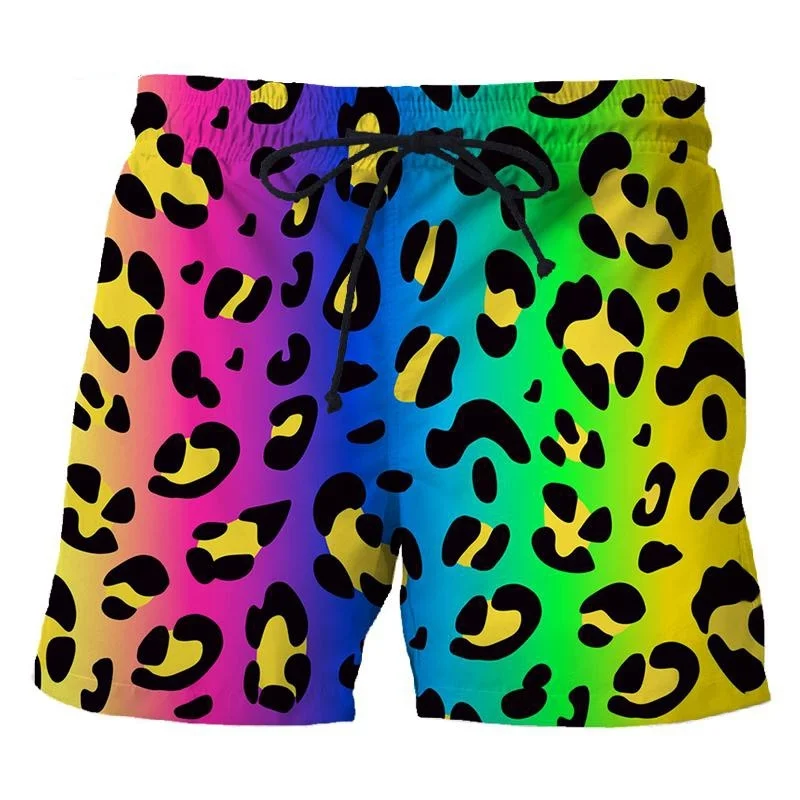 Colorful Leopard 3D Printed Short Pants Summer 2023 Fashion Personality Men's Beach Shorts Unisex Casual Swimming Street Shorts