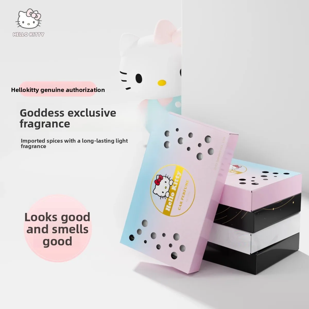 

Hello Kitty Car Aromatherapy Solid Perfume Box for Women's High end Car Fragrance Deodorization Odor Removal Fragrant Tablets