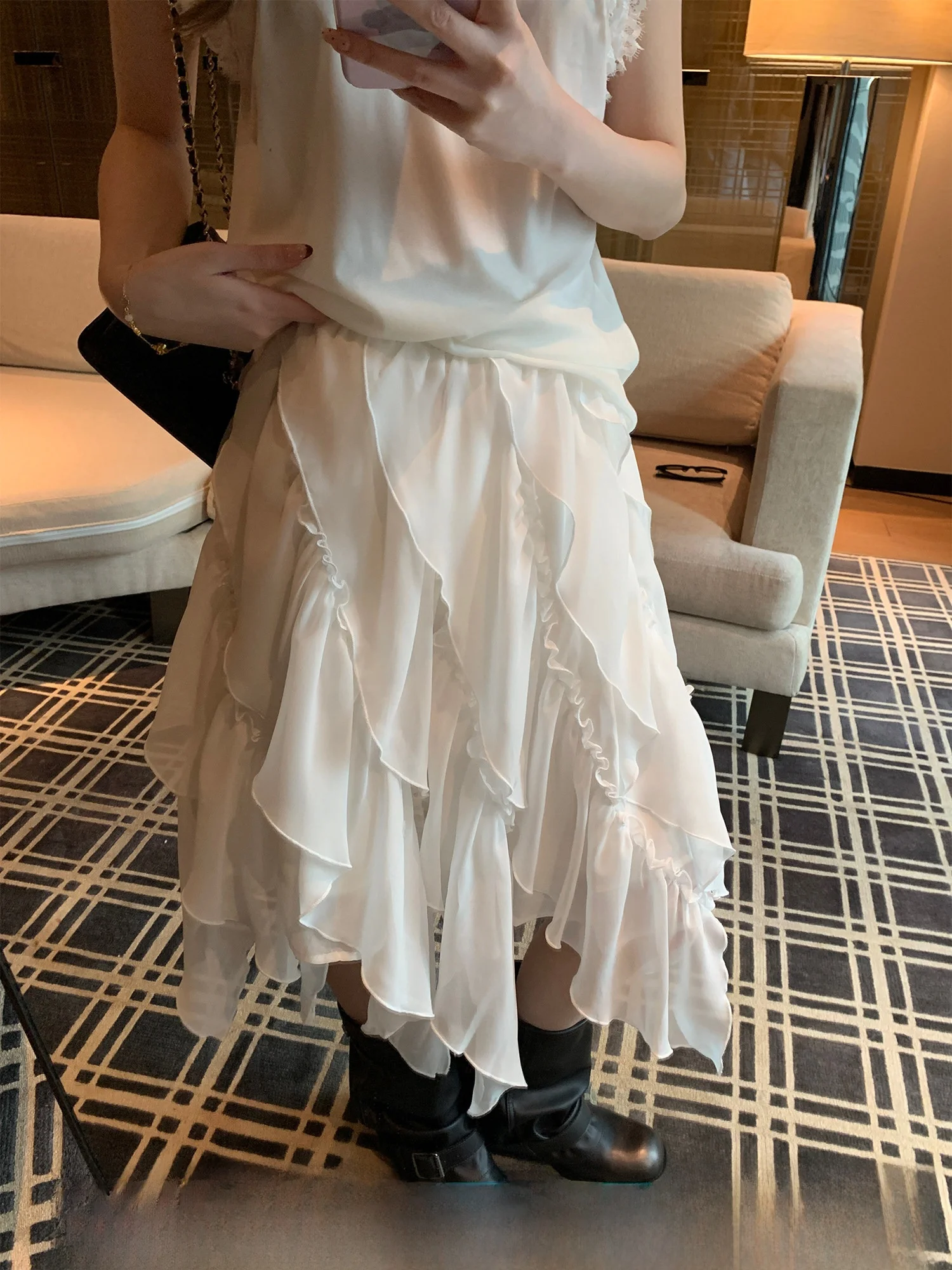 

Французская асимметричная многослойная юбка с неровным подолом для женщин, весна 2026, новая коллекция, для повседневной носки, путешествий и свиданий