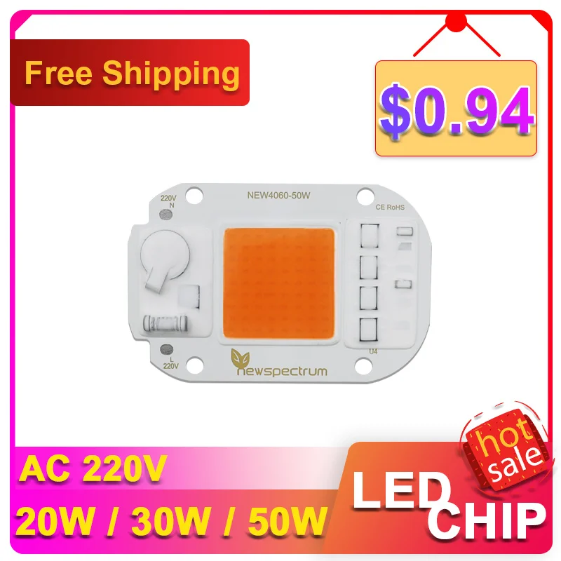 Smart IC No Need Driver AC 220V 230V Flip DOB Module 20w 30w 50w COB LED Chip Beads Full Spectrum Grow Light for Indoor Plants