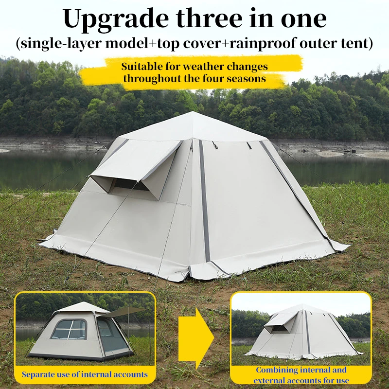 Portable Large Space Outdoor Canopy Quick Automatic Opening Waterproof Oxford Tent Sturdy Frame Sun-Proof Rain-Proof for Camping