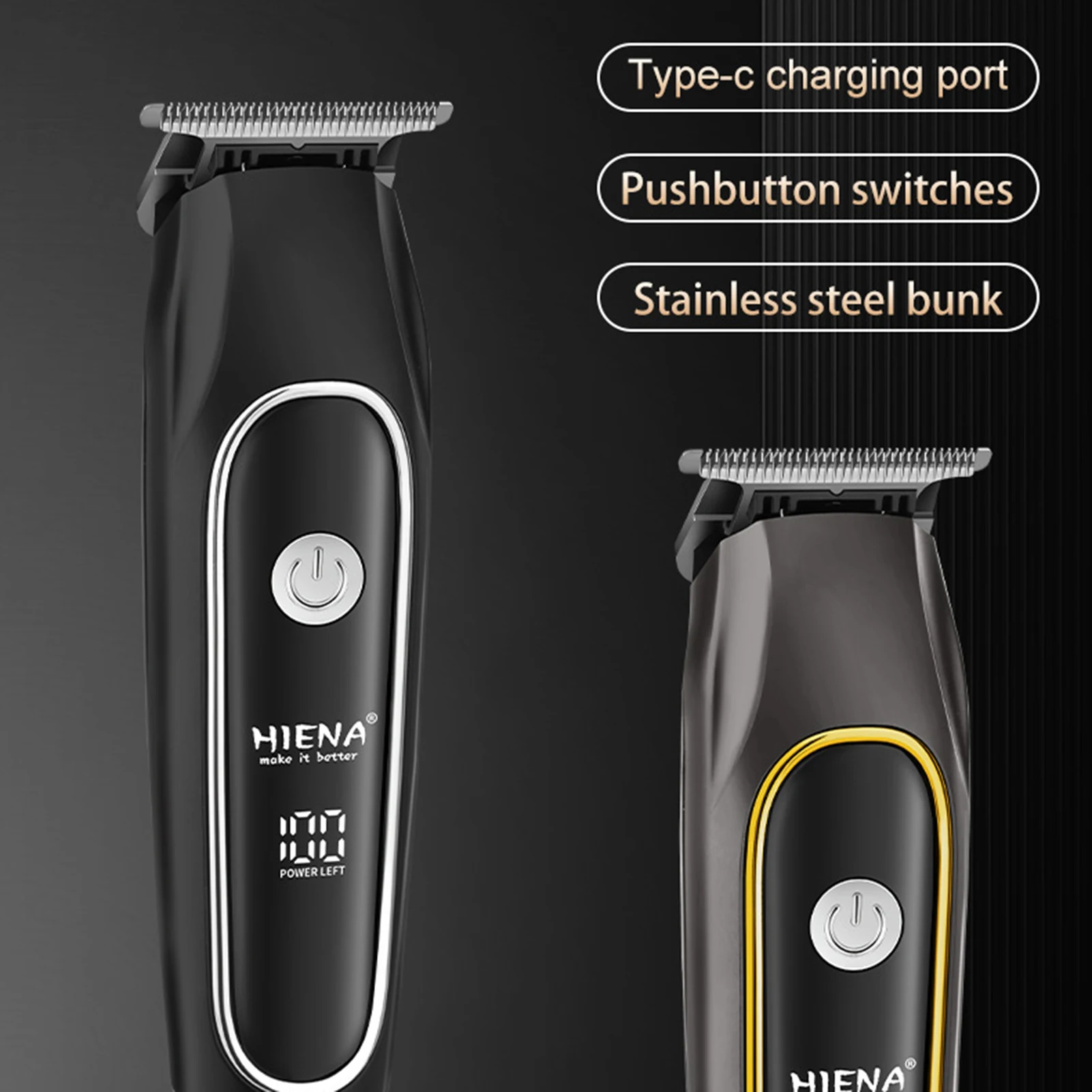 HIENA Haarschneider-Set, 1000–1200 mAh, leistungsstarker kabelloser elektrischer Haarschneider, Haarschneidemaschine für Herren, tragbare Rasierer