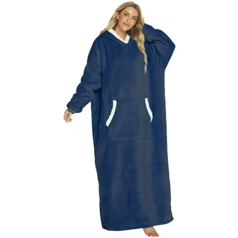 

Женское одеяло большого размера, ночная рубашка, фланелевая утепленная женская домашняя одежда, осень 2022, новый халат с капюшоном, женская зимняя теплая одежда для сна