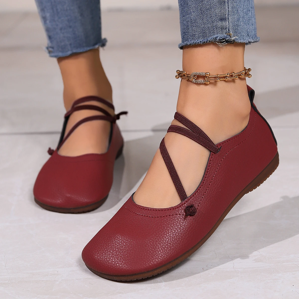 New Casual Flat Single Shoes Brand Designer Woman Square Toe Japanned Leather Flats Vintage Narrow Band Loafers Luxury Shoes