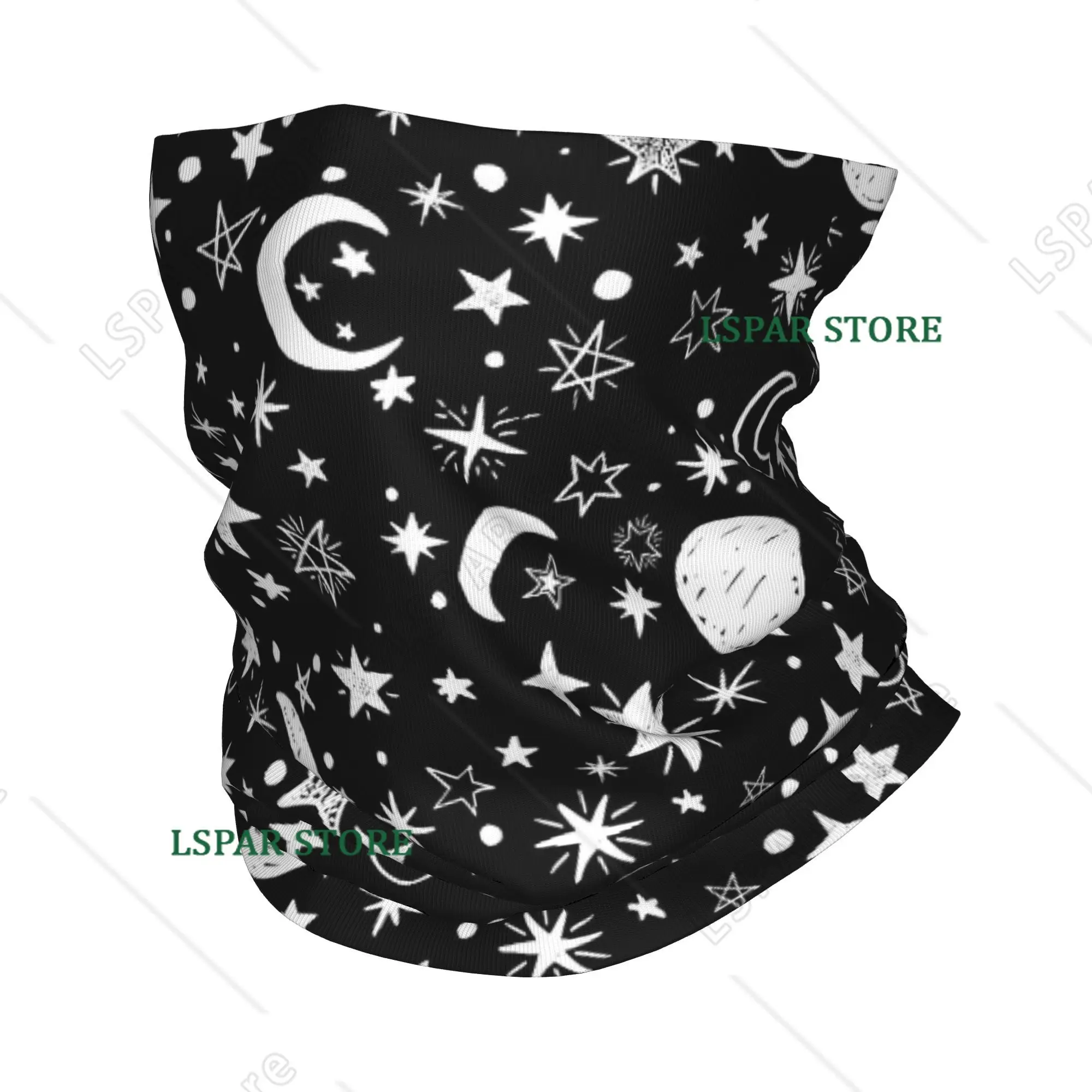 Starry Sky Constellation Bandana Winter Neck Warmer Windproof Wrap Face Scarf for Hiking Space Galaxy Sun Moon Gaiter Headband