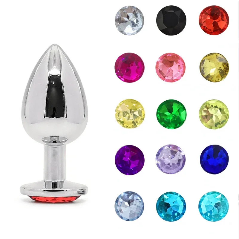 3 Size of Metal Anal Plug with Colorful Diamond Heart Stainless Steel Crystal Removable Butt Plug Stimulator Anal Sex