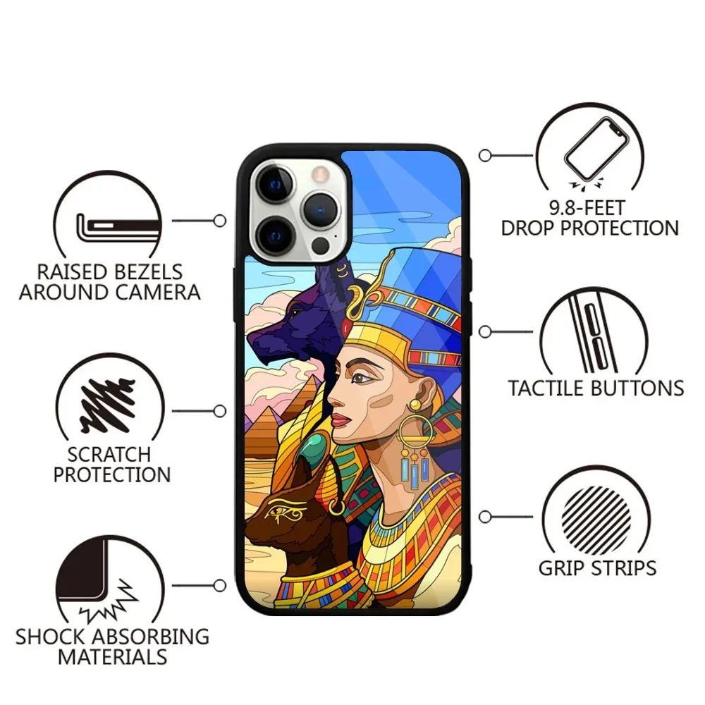 Egypt Pharaoh Mural Phone Case Strong Magnetic For IPhone 15,14,13,Pro,Max,Plus,11,12,Mini For Magsafe Wireless Charging