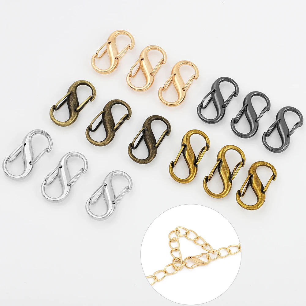 10Pcs Solid Color S Type Spring Metal Buckle Multiple color options Quick Key Luggage Chain Adjustment Buckle Metal