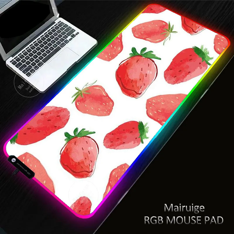 Cartoons Cute Pig LED Light Gaming XXL Kawaii Pink LOL Mouse Pad RGB Large Keyboard Cover Non-Slip Rubber DeskMat Game MousePad