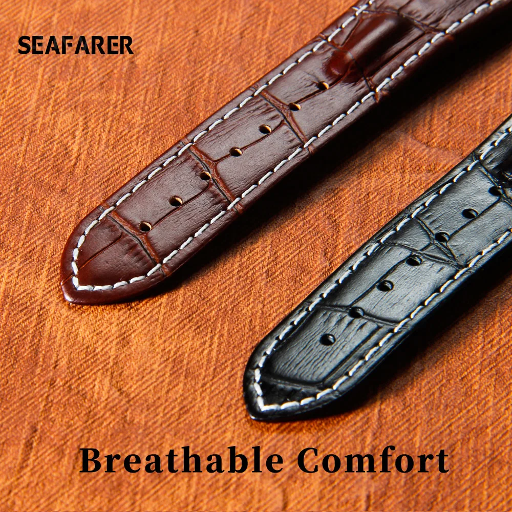 Watch accessories bone grain Genuine leather strap folding buckle for AP 15703 26470  Royal Oak offshore 28mm men\'s strap