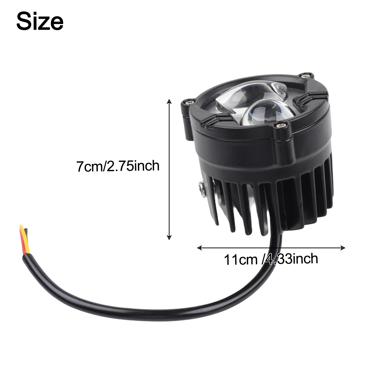 Automobile LED Dual-color Headlight Automobile Headlight Work Light 10-60V Voltage 6000LM Brightness Mixed Light Mode