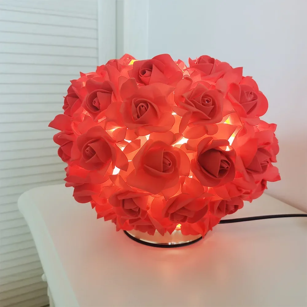 Nordic Rose Blumenstrauß Tischlampen Romantische Nachttisch Nachtlichter Hochzeitsdekoration