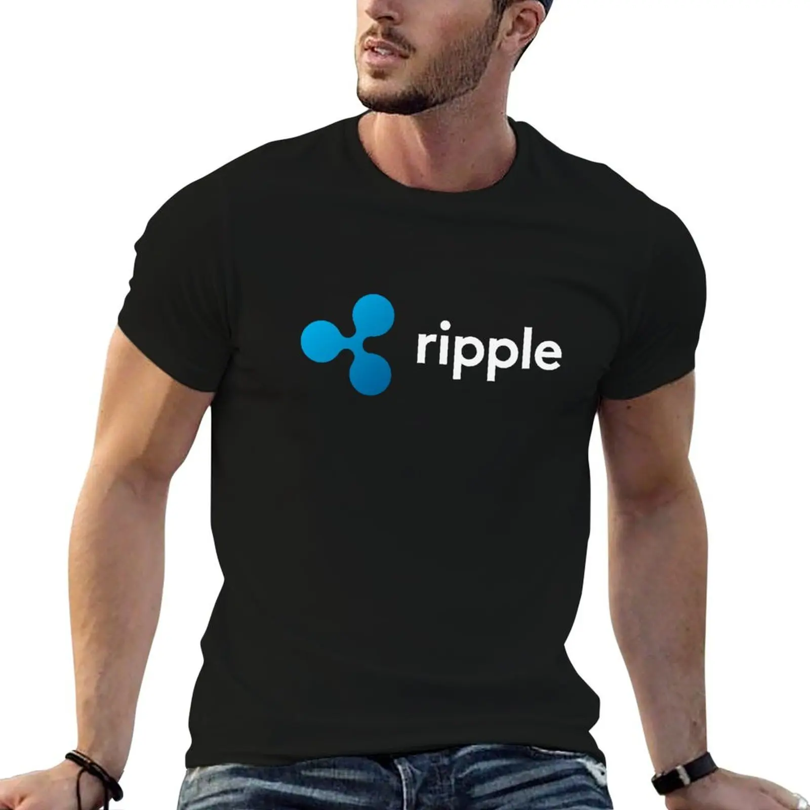 

Ripple (XRP) LOGO Cryptocurrency T-Shirt vintage graphic tee blue archive shirts graphic plus size men clothing