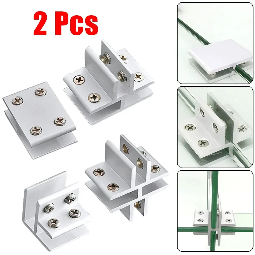 2PCS Glass Clamps For Handrails Shelves Holder Corner Bracket Clamp Aluminum 10-12mm Glass Clips 4 Sizes Fixed Fitting