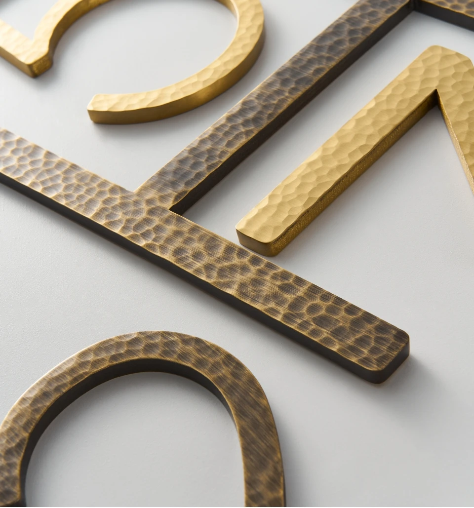 Nurlin Solid Brass Hammered Antique Brass 4-12 Inches 10-30cm Big Number Letter Door House Public Floating Signature