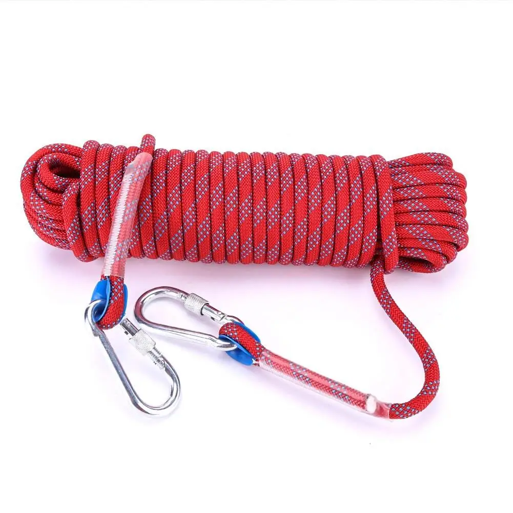 10/12mm Heavy Duty Climbing Rope with Carabiner - Hiking, Rock Climbing, Survival Cord for Outdoor