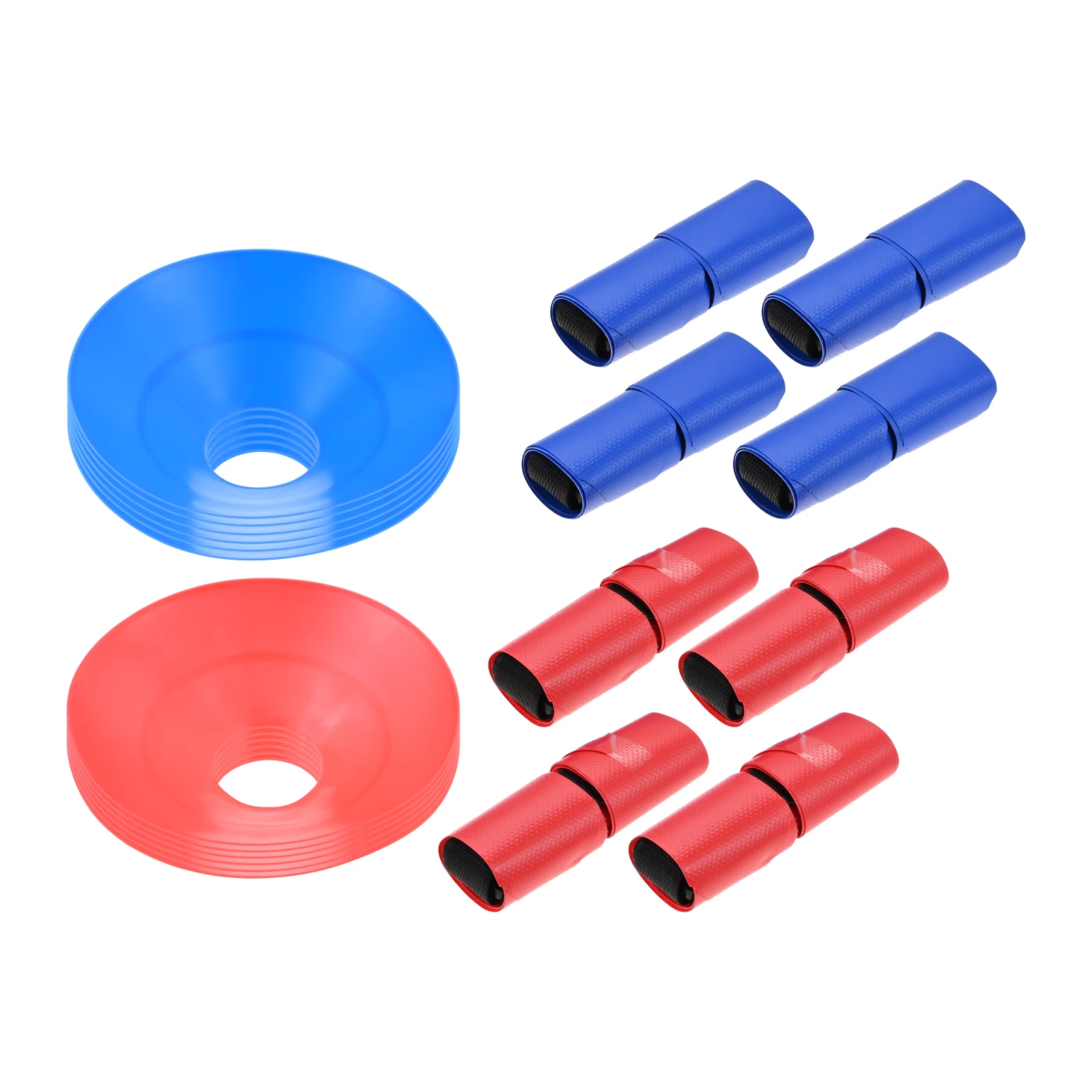 Un set di bandiere da rugby include 16 set di bandiere in vita (cintura nera + fibbia + 3 nastri stile) e 12 pennarelli e una borsa portaoggetti nera