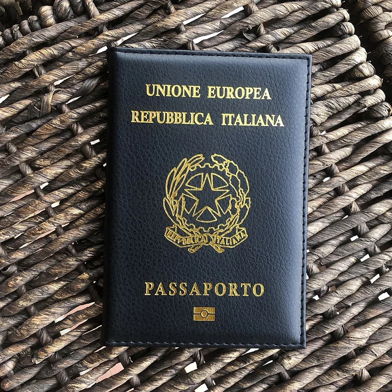 Custodia per passaporto in pelle sintetica Italia Standred con porta carte di credito portafoglio da viaggio Italia custodia per passaporto per uomo