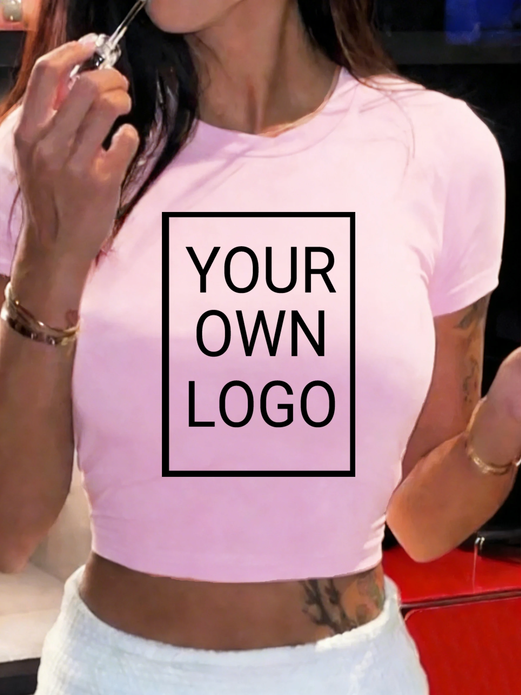 قمصان نسائية صيفية قطنية قابلة للتخصيص بشعار وصورة مخصصة، قميص رياضي نحيف وقابل للتنفس بأكمام قصيرة وياقة دائرية لليوغا والرياضة