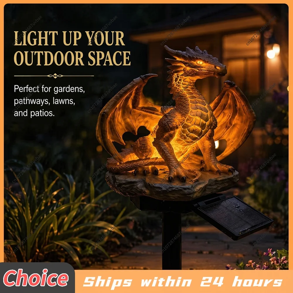 Dragon Solar Garden Light Unique Gothic Shape Solar Dragon Light Energy-Efficient for Medieval Fantasy Decor