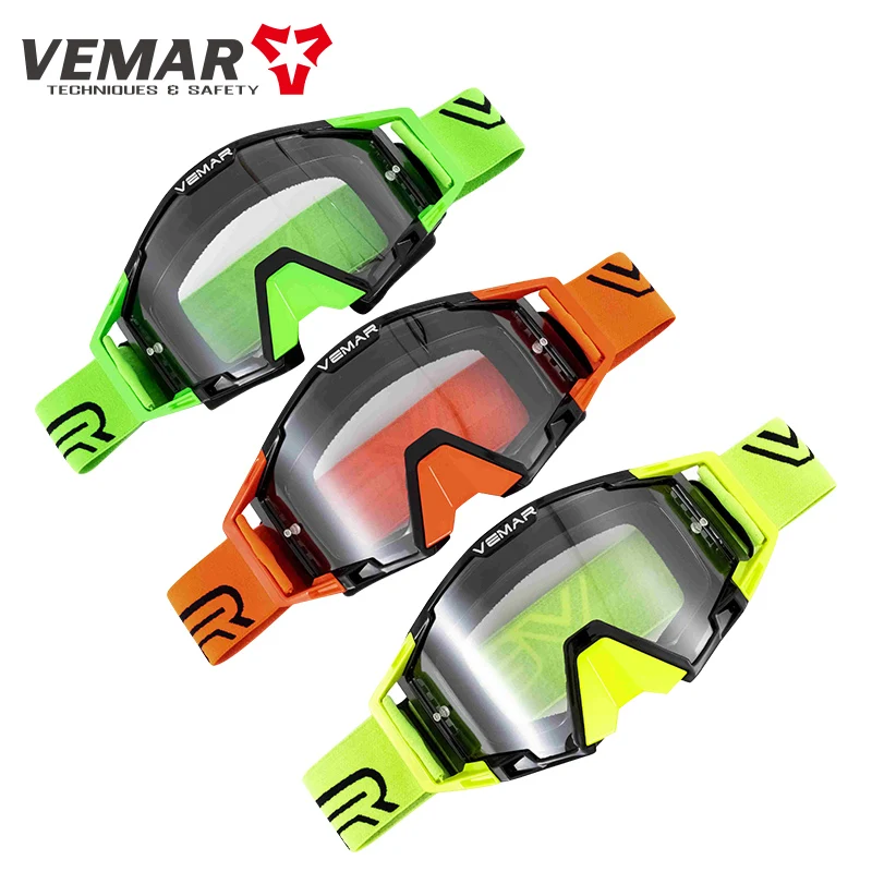 VEMAR Motorcycle Goggles - Windproof Motocross Glasses with UV Protection for Skiing, Cycling & Off-Road Racing