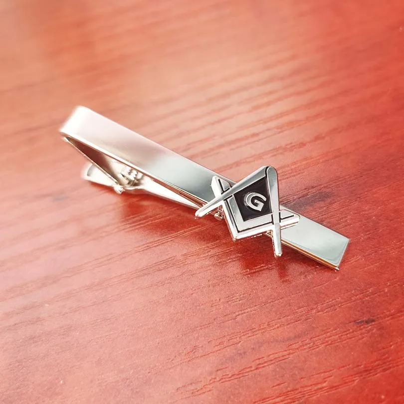 100pcs Custom Made Fellow Mason 3 Degree Freemason Tie Clip Masonic Square and Compass with G Fashion Men's Neck Bar Clasp Metal