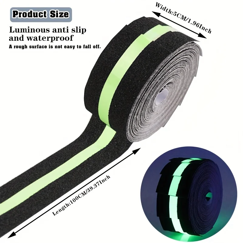 AliExpress NONE For Stairs 5x100cm Luminous Anti Slip Traction Tape Waterproof Anti Slip Gravel Safety Pedal With Luminous Markings Outdoor Use