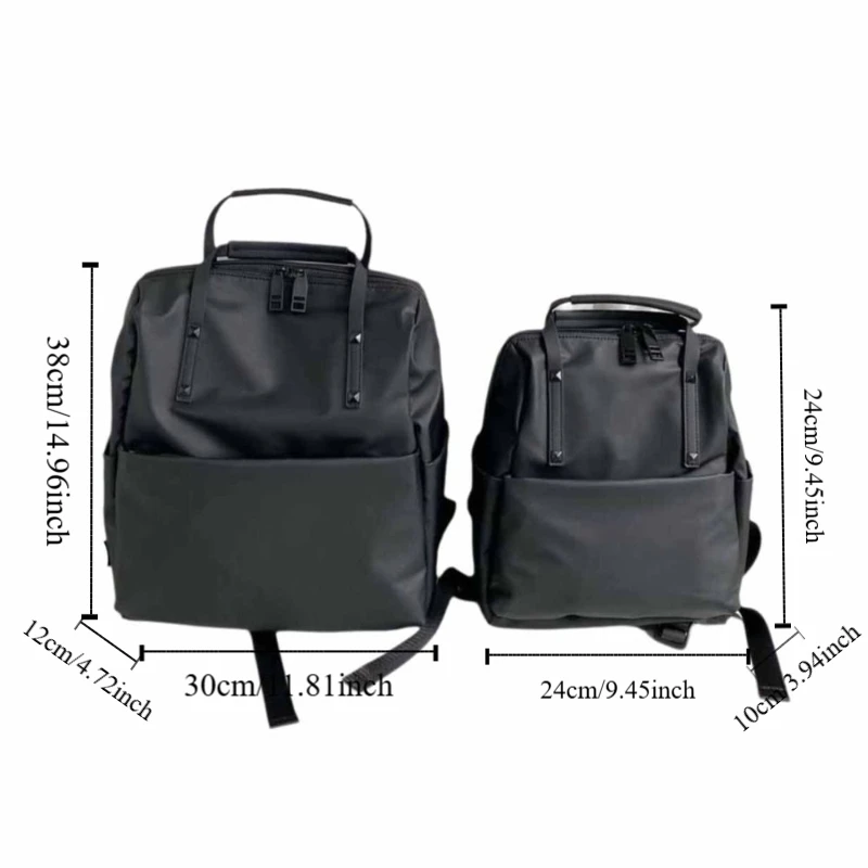 Black Lightweight Computer Bag Solid Color Korean Style Nylon Shoulder Bag Large Capacity Tote Bag Waterproof Travel Backpack