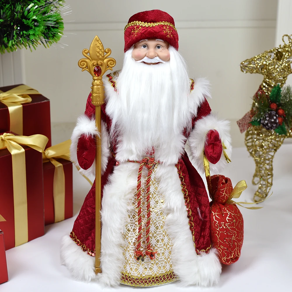 50cm Santa Claus Snow Maiden Candy Bucket with Music Storage Bag Plush Doll Christmas Decoration Gifts New Year Ornaments Decor