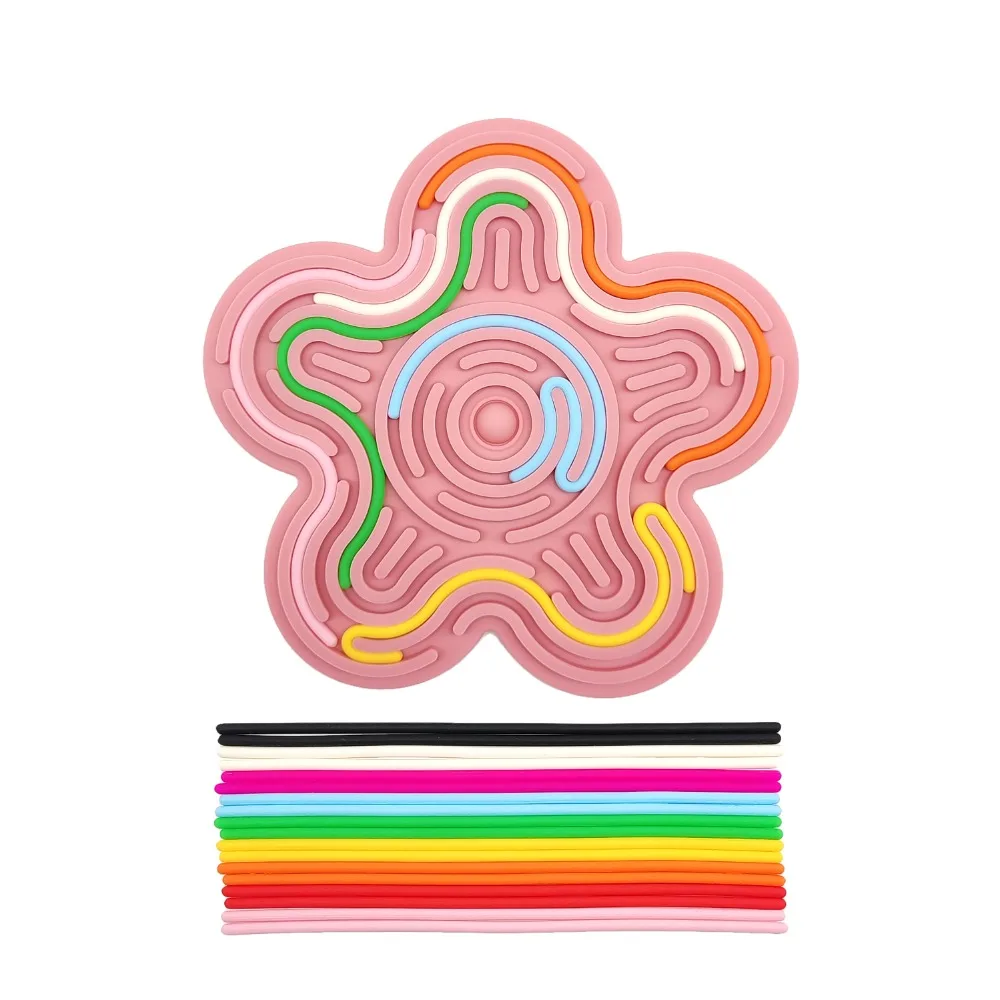 Flower Shape Sensory Activity Board Stress Relief 18 Strings Fidget Pad Toys Silicone Autism Sensory Products for Anxiety ADHD