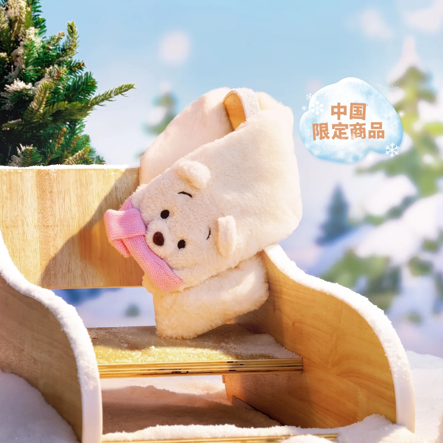 قفازات ديزني الرسمية للشتاء على شكل قلب ويني ذا بوه من القطيفة ثنائية الأغراض بدون أصابع، وشاح دافئ لطيف وجميل، رباط شعر