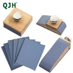 Wooden Leather Burnisher Sandpaper Holder Mini Sanding Block Leather Edge Burnisher, Finishing Tool - Abrasive Sandpaper Sheets