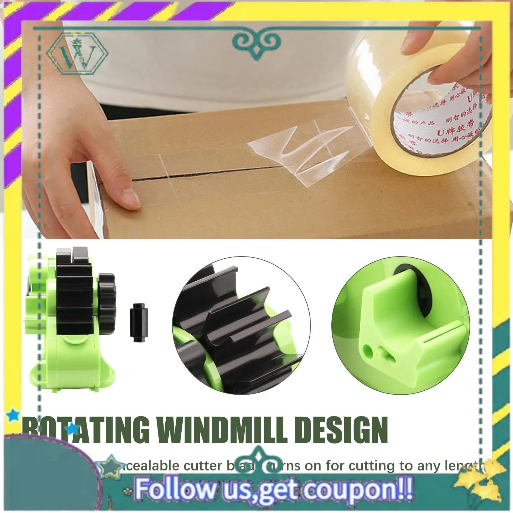 NEW Semi- Automatic Desk Tape Dispenser Semi Automatic Cutting Tape On Off Manual For Washi Transparent Tapes