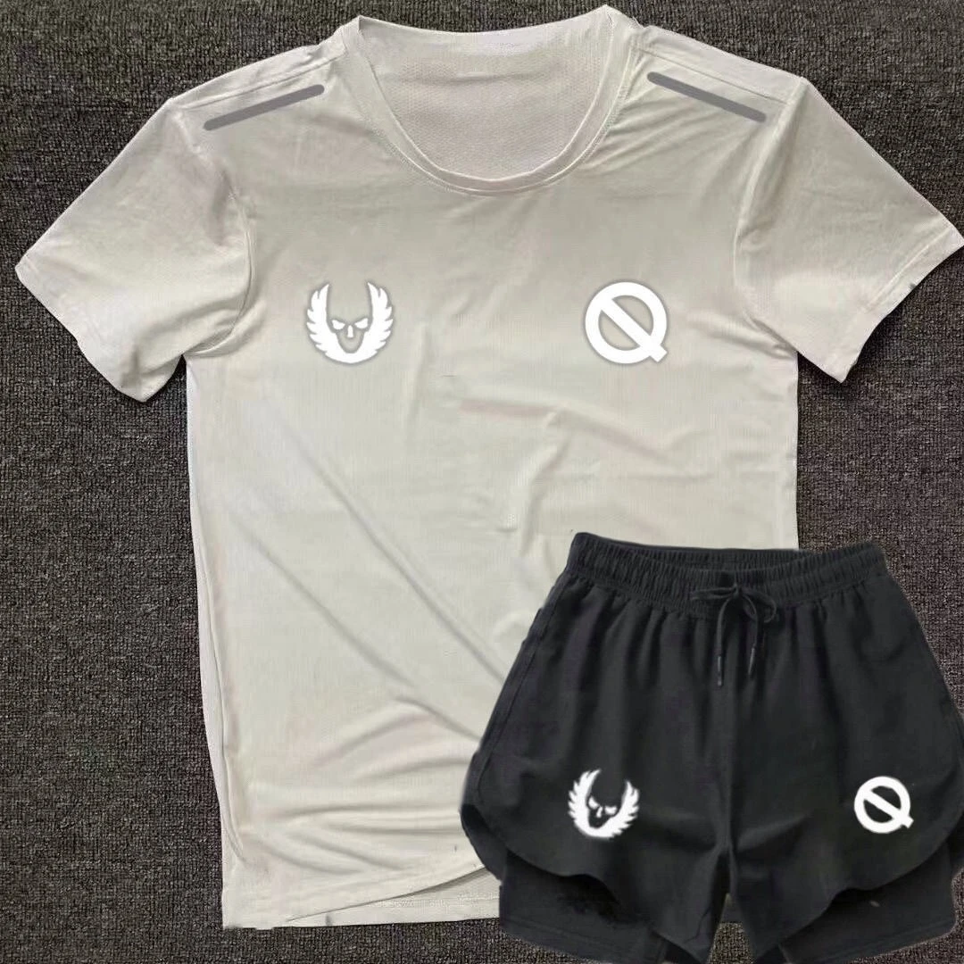 

Quick-drying Light Work Summer Sports Training Short-sleeved Double-layer Shorts Set Men's Sports Fitness Running Three Points