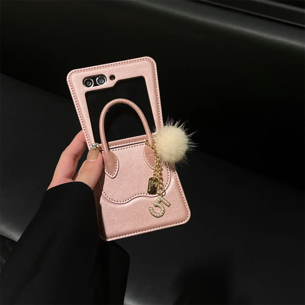 

Luxury pu Leather Handbag Phone Case For Samsung Galaxy Z Flip 5 4 3 Cases Zflip4 zflip5 zflip3 flip5 flip4 Cute Solid Cover