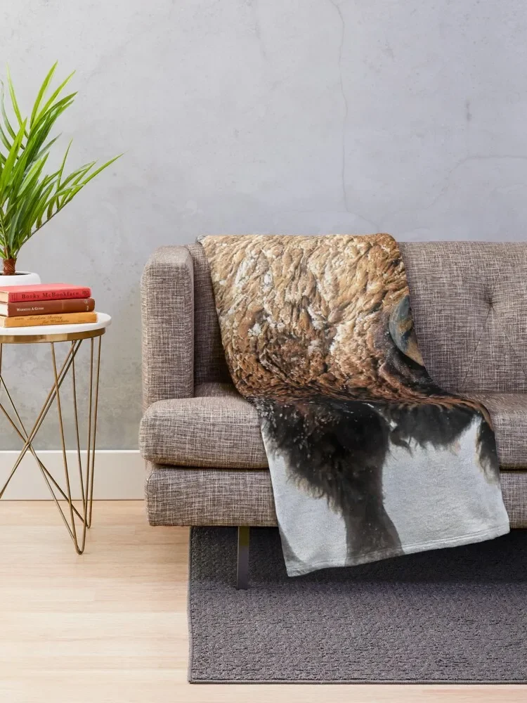 An American Bison Moves Through a Winter Snowstorm Throw Blanket Designers wednesday Soft Blankets