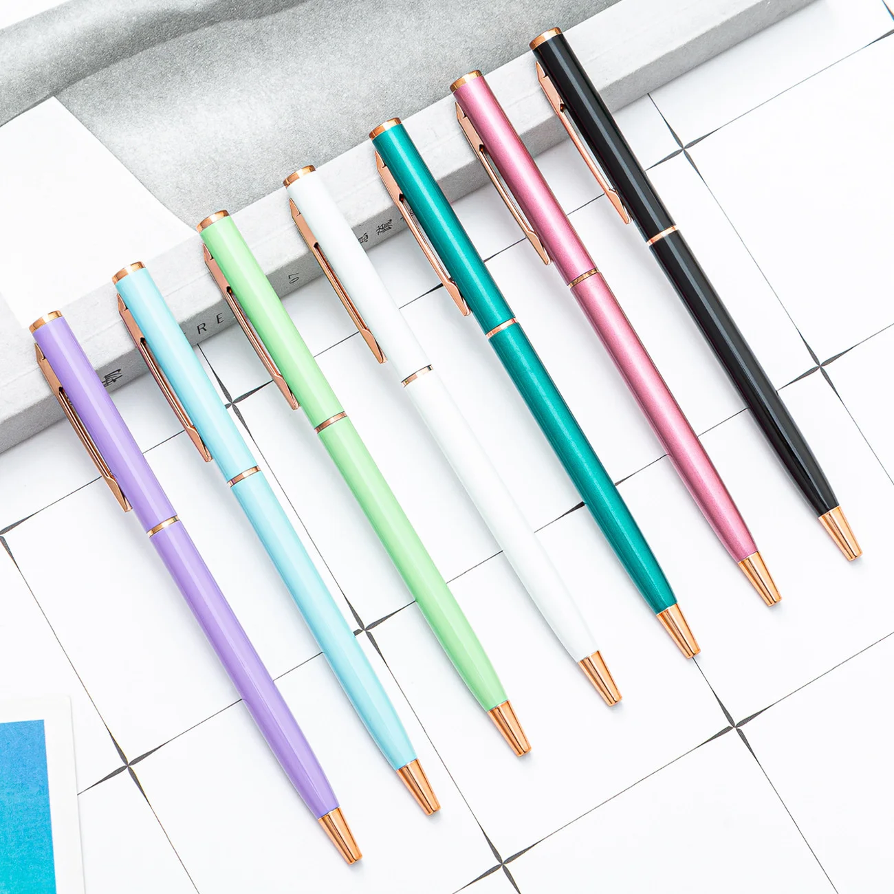 1 Piece Creative Candy Color Business Metal Rotate Ballpoint Pen Stationery