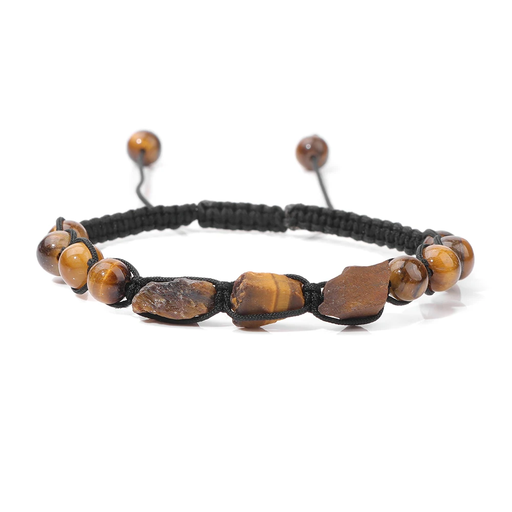 Natural Stone Obsidian Beads Bracelets Irregular Quartz Crystal Gravel Chips Beaded Charm Bracelets for Women Men Jewelry Gift