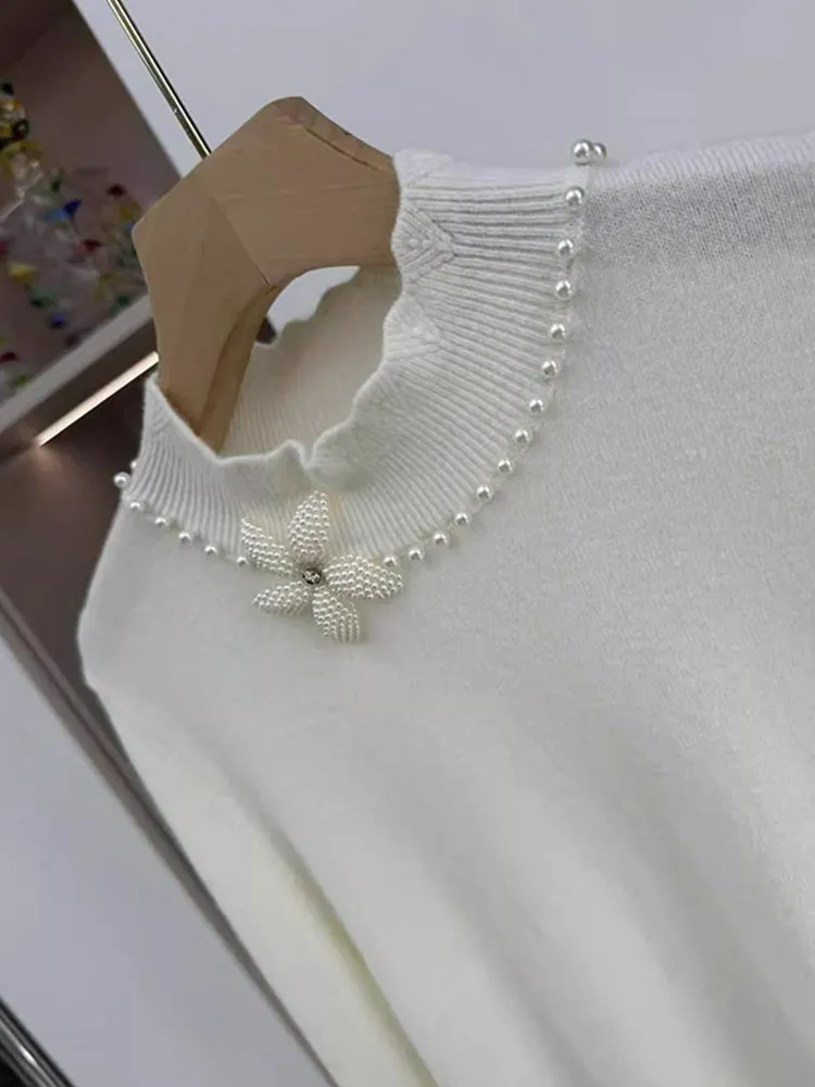 Faionable gebreide trui pure kleur zwaar werk ontwerp casual lange Sve overhead Neline damestop stijlvol en Ele