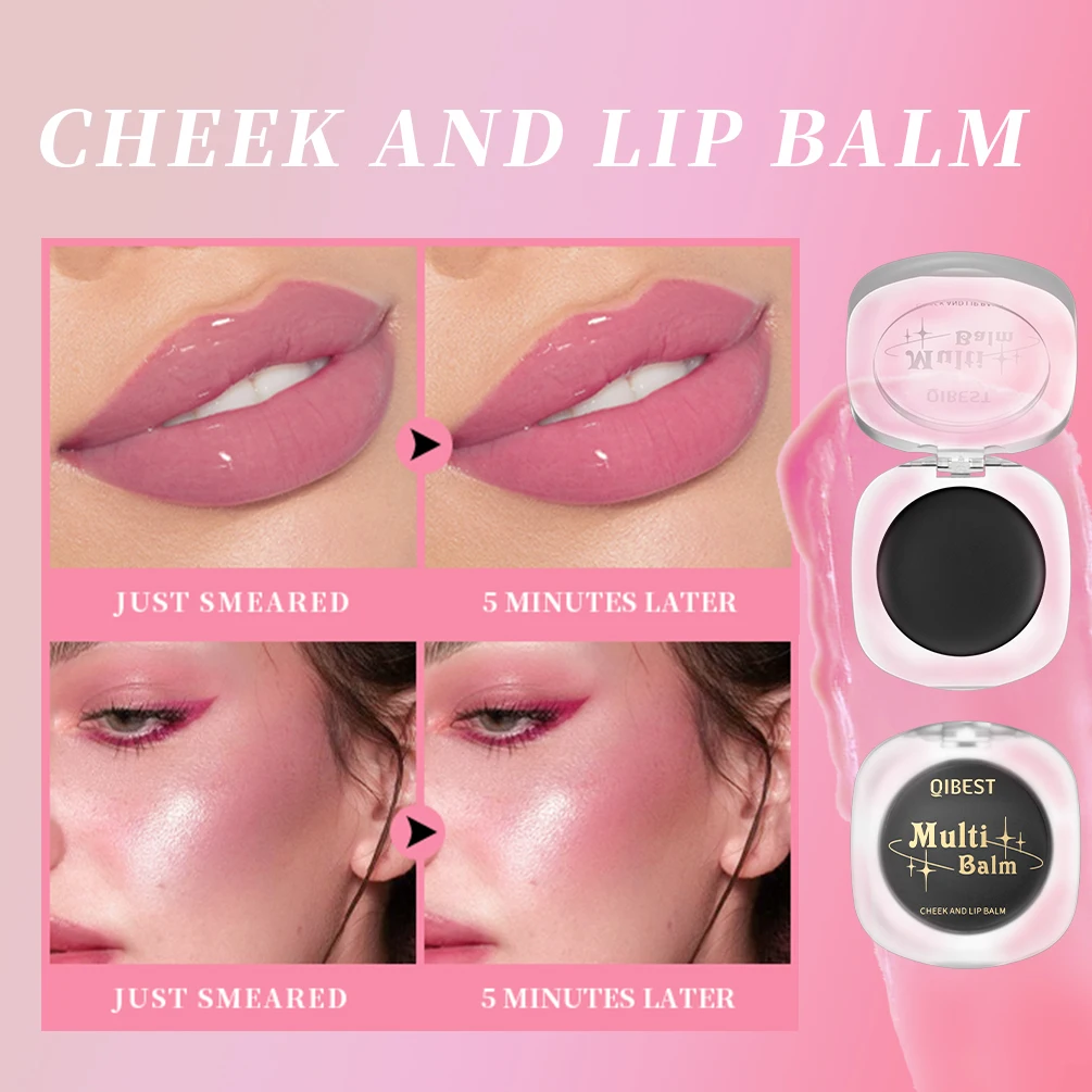 QIBEST بلسم أحمر الخدود الأسود أحمر الشفاه ترطيب تغيير لون Ph روج أحمر الخدود كريم طبيعي عاري الشفاه الخد عيون أدوات ماكياج #4