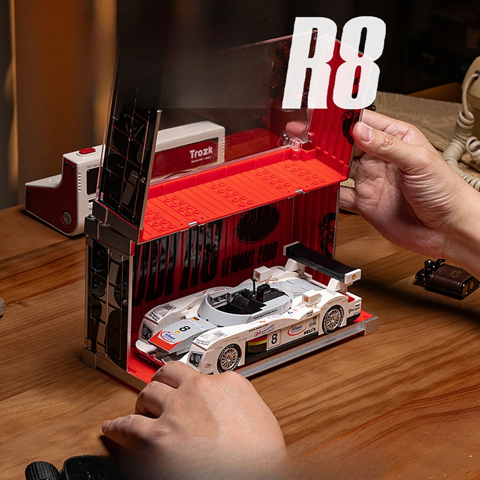 

DIY масштаб 1:32, модель автомобилей, строительные блоки с коробкой для дисплея в сборе PB8813 391 шт., супер гоночные автомобили, автомобиль MOC, кирпичи, игрушки в подарок