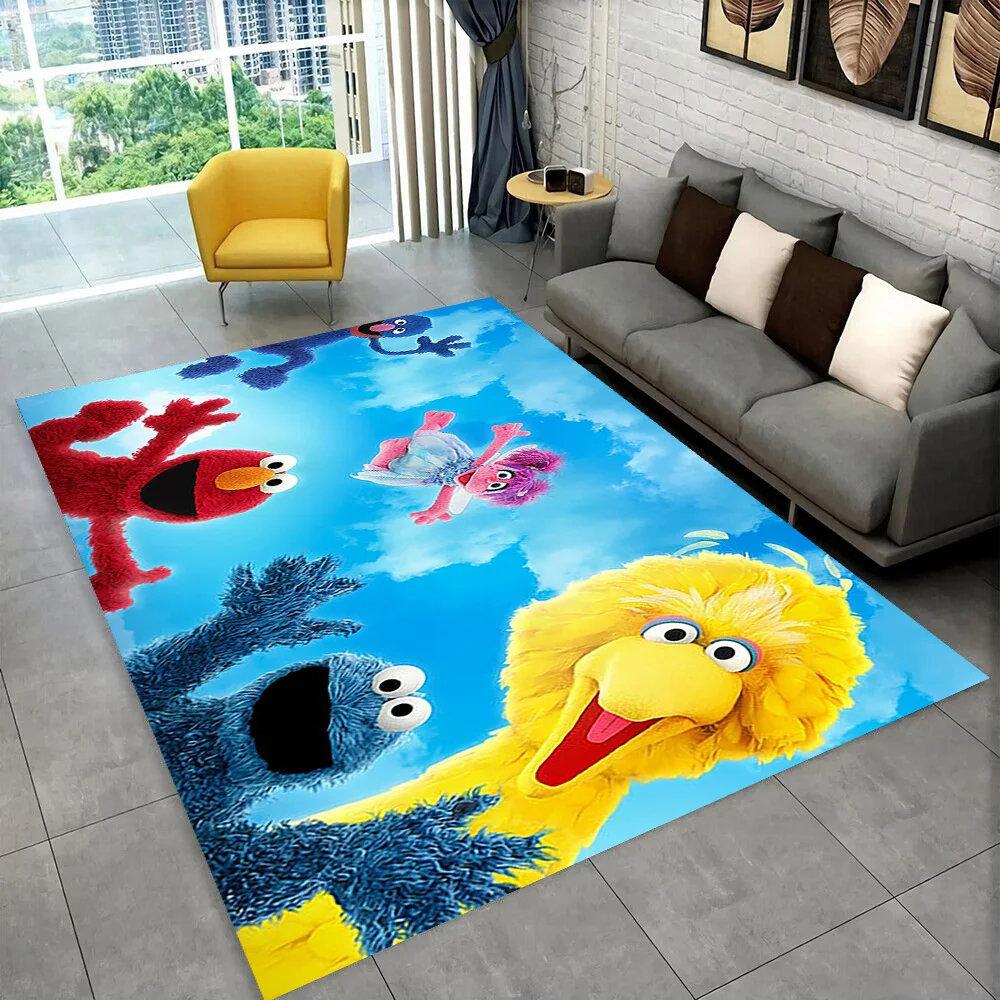 S-Sesam Street TV Niedlicher Cartoon-Teppich für Schlafzimmer, Wohnzimmer, Sofa, Zuhause, Fußmatte, Heimdekoration, Bereich Teppich, rutschfeste Bodenmatte, Geschenk